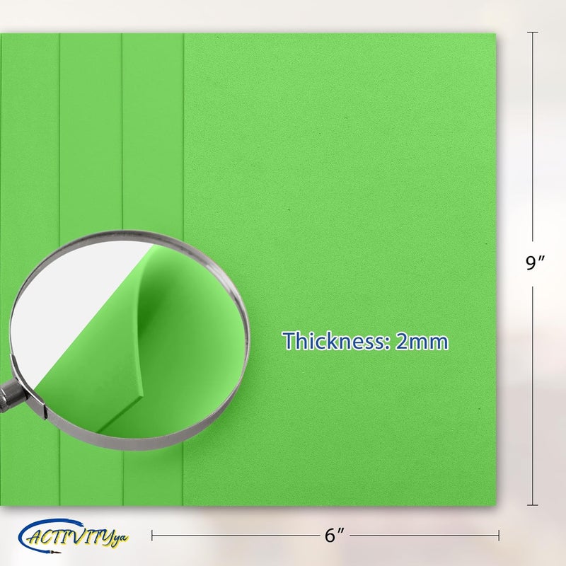 ACTIVITYYA Light Green EVA Foam Sheets, 6 x 9 Inch, 2mm Thick – Foam Paper for DIY Arts and Crafts, School Projects, and More – 8 Pack - Image 2